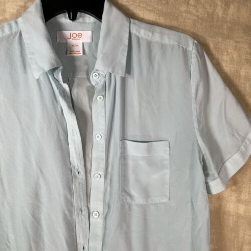 Camicia donna Joe Fresh 100% seta blusa M con bottoni colore verde salvia/blu - Foto 2 di 8