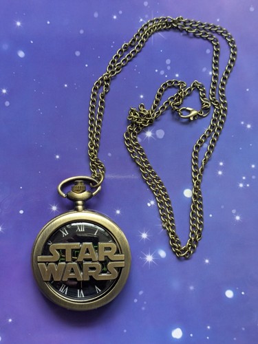 Star Wars Logo Electronic Bronze Pocket Fob Watch Hunter Steampunk Black Face