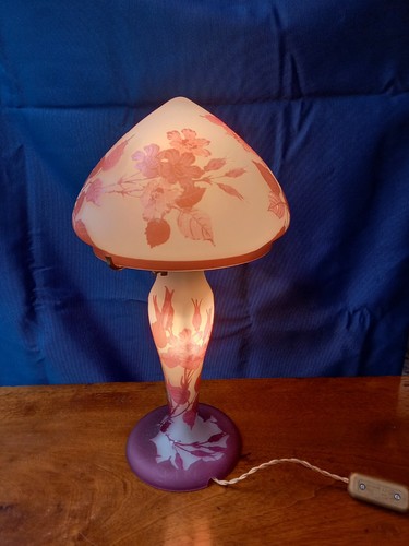 LAMPADA  Gallè  Seconda metà del XX Secolo lampada in pasta di vetro Francia - Imagen 5 de 9