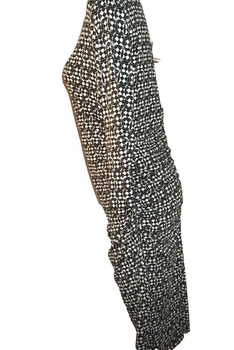 NUEVO CON ETIQUETAS $78, MILANO Blanco y Negro Bodycon Elegante Vestido Acanalado Talla Grande Largo Té - Imagen 5 de 11