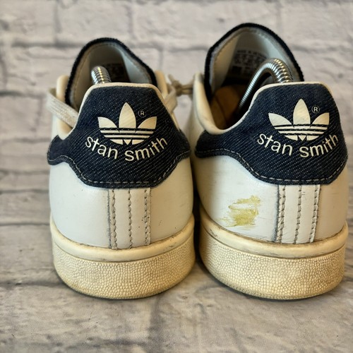 Adidas Stan Smith White Blue Denim Leather Shoes Sneakers FW4424 Men’s Size 7.5 - Picture 5 of 14