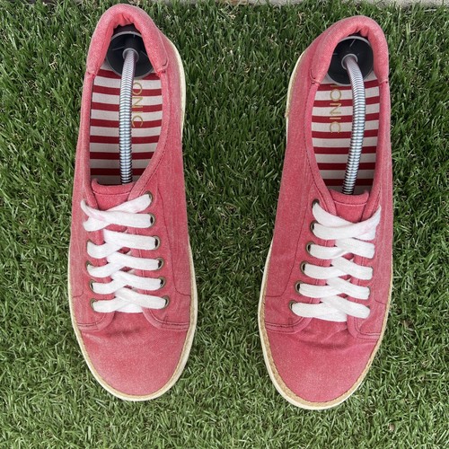 Vionic Shoes Womens 10 Hattie Casual Sneakers VS223 Red Fabric Lace Up Low Top - Picture 3 of 9