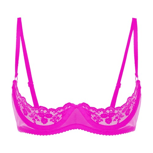 Lencería de encaje sexy para mujer sujetadores con aros color en contraste sujetador de estante demi-copa - Imagen 99 de 154