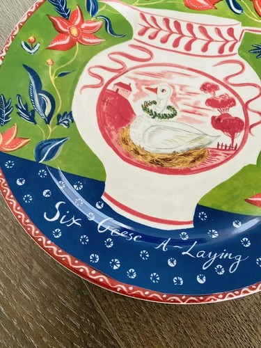 EMILY MAUDE 12 DAYS OF CHRISTMAS PLATE ANTHROPOLOGIE 6 Geese A laying - Picture 4 of 5