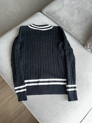 Ralph Lauren black cotton Cable-Knit Cricket Jumper L women’s large - Picture 3 of 5