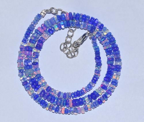 16" Natural Ethiopian Opal Welo Fire Beads Necklace 3x5MM Loose Gemstone F-3986 - Picture 3 of 5