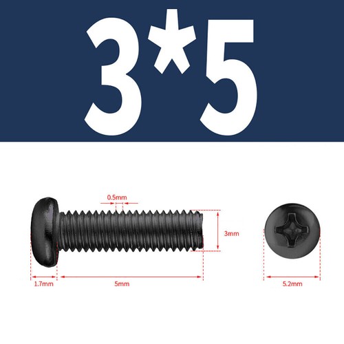 M1-M5 Pan Head Machine Screws Phillips Black Zinc Plated High Tensile 12.9 Bolts - Bild 58 von 87
