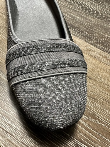 Kim Rogers “Findy” Sz 10 Sparkling Metallic Pewter Silver Glitter Shimmer Flats - Picture 16 of 16