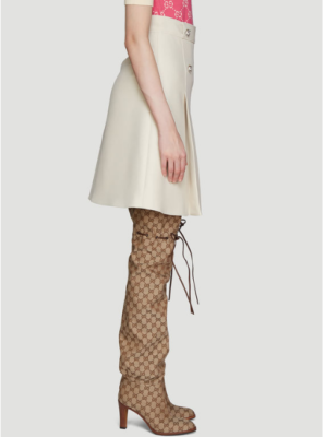 GUCCI TIGER HEAD CRYSTAL EYE BUTTON A-LINE SKIRT sz 40 IT/ 4