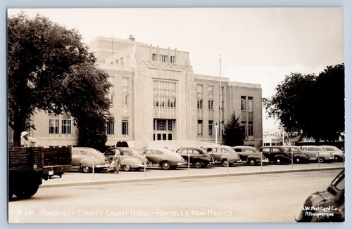 Foto postal real de Portales Nuevo México casi nueva Roosevelt Court House RPPC 1930-50 - Imagen 1 de 2