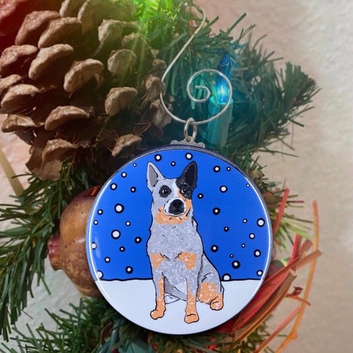 Blue Heeler Dog Snow Mini Ornament Handmade Holiday Stocking Stuffer Gift Decor - Picture 6 of 14