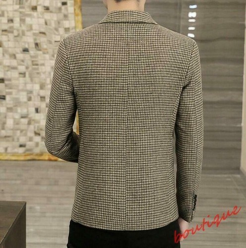 Hombres Jóvenes Moda Coreana Cuello Solapa Calce Ajustado Blazer Traje Formal Abrigos Informales - Imagen 9 de 12