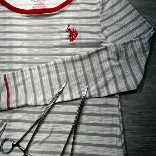 US Polo Assn Pyjama Langarm Oberteil klein gestreift Loungewear - Bild 9 von 11