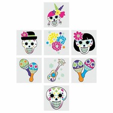 Day of the Dead Glow in the Dark Temporary Tattoos - 72 Count
