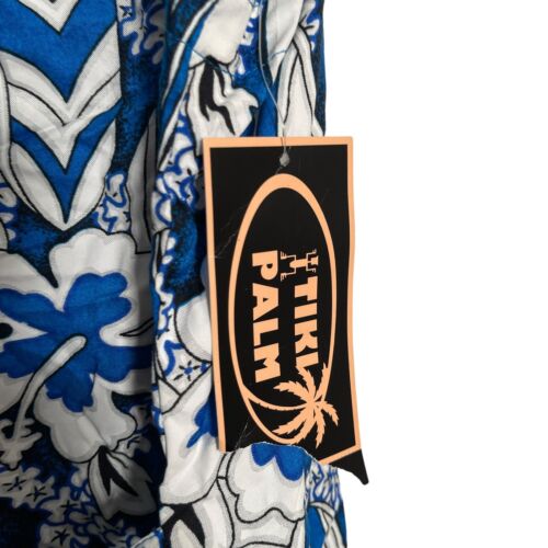 Tiki Palm Dress Women's Small Blue Floral Hawaiian Beach Sleeveless Short NWT - Picture 5 of 9