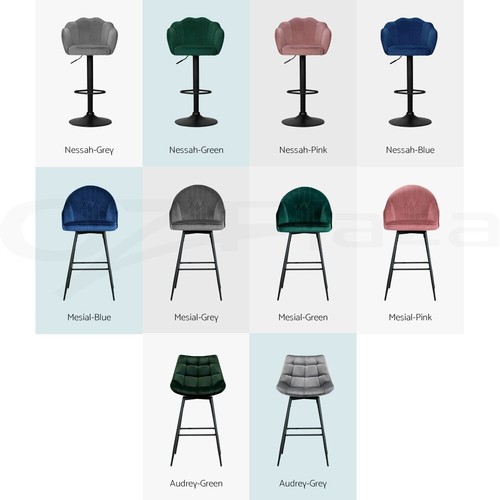 Artiss 2x Bar Stools Metal Bar Stool Velvet Backrest Kitchen Dining Chairs - Picture 2 of 62