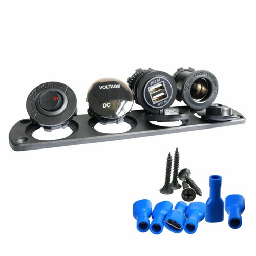12V Car Boat Cigarette Lighter Socket LED Dual USB Port Charger Mount Panel - Photo 6 sur 9