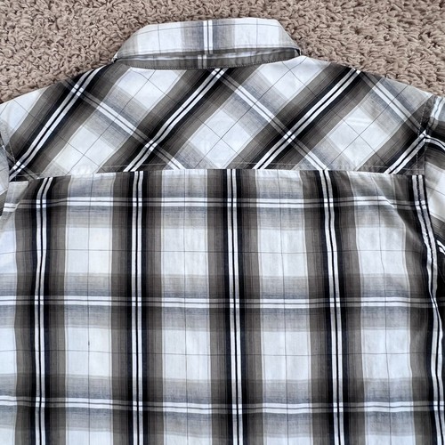 BILLABONG Brown White Plaid Short-Sleeve Collared Button-Up Shirt Mens M Classic - Picture 14 of 15