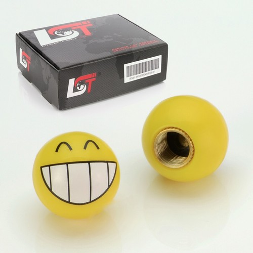 2x VENTILKAPPE REIFENVENTIL KAPPE KUGEL SMILEY GRINS GELB FÜR PKW LKW MOTORRAD - Bild 1 von 3