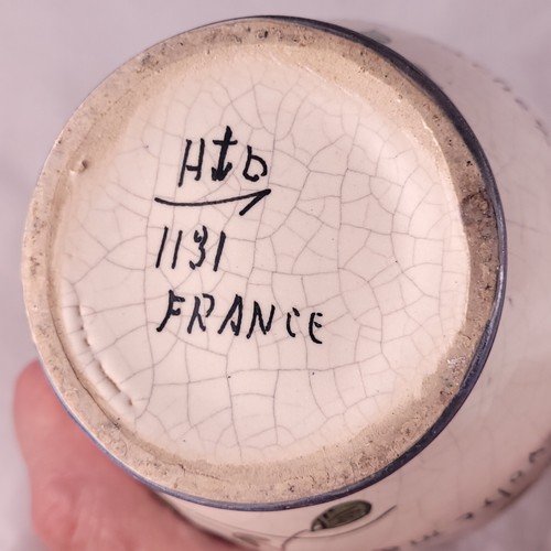 RARE Early 1900s HENRI DELCOURT Desvres French Faience Art Deco Puzzle Jug - Picture 11 of 18