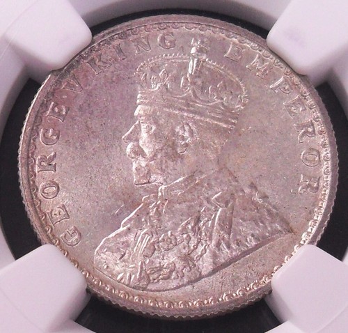 1918 (B) India 1/2 Rupee , NGC MS62 , nice silver coin # 1704, #52-12 - Picture 2 of 4