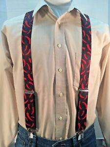 1.5/" Men/'s Adj New Suspenders // Braces Lures on Blue XL Made in the USA