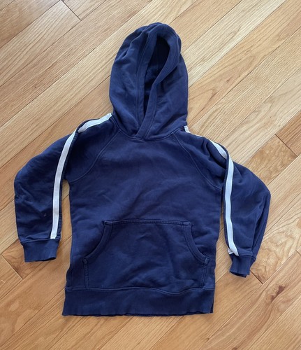 Hanna Andersson Boys Hoodie Size 6-7 Y or 120 Sweatshirt Blue W White Stripe