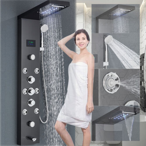 LED Panel de Ducha Moderna Acero Inoxidable Columna de Hidromasaje Para Baño - Imagen 46 de 207