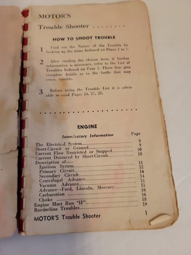 Vintage 1951 Motor's New Revised Trouble Shooter For Auto Mechanics Book 128 Pgs - Picture 5 of 6