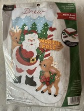 Bucilla 18" Felt Christmas Applique Stocking Kit 'NORTH POLE SANTA' Sealed 8922E