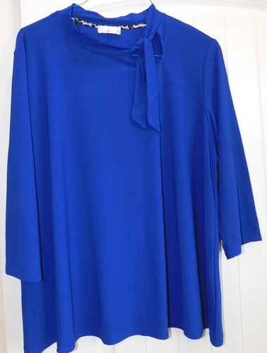 89th + Madison AZUL REAL Camisa Elástica Manga 3/4 Blusa Top 3X ¡IMPRESIONANTE! - Imagen 2 de 3