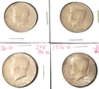 2x 1976-D + 2x 1976-P John F Kennedy Bicentennial Half Dollar Coins - 4 Coin Lot