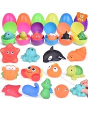 FUN LITTLE TOYS 12 PCS Bath Toy Easter Eggs Assorted Sea Animals for Toddlers