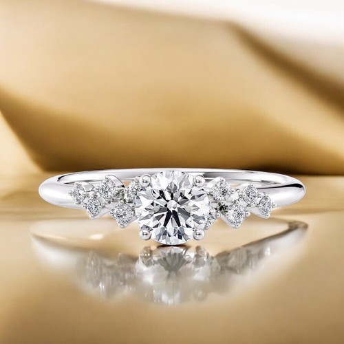 Diamond Wedding Ring 1.25 Ct Round Lab Created 18k White Gold IGI E F VS - Picture 2 of 12