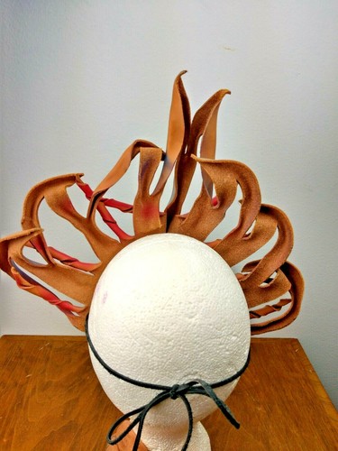 Large Mask Mardi Gras Masquerade Fantasy Leather Artisan Made Painted Bird - Picture 6 of 8