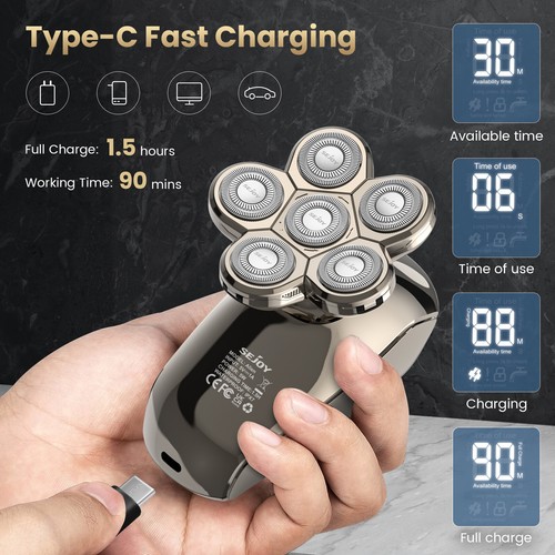 SEJOY 5 in1 Electric Razor Wet Dry Head Shaver for Bald Men Trimmer Grooming Kit - Picture 6 of 12
