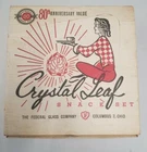 Vintage Woolworth's 80th Anniversary Federal Glass Snack Set Crystal Leaf 1959