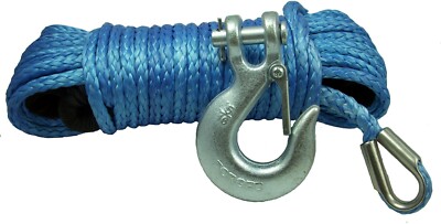 1/4'' x 50' Synthetic Winch Rope W/ 3/8'' Forged Hook Cable 8200 LB Capacity   