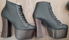 Vintage Jeffrey Campbell Platform Boots Size 5 New 2" Platform 5" Heel Black Sw