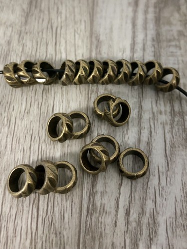 20 Scored Pattern Style Antique Bronze European Large Hole Beads 8mx3.5x6 - Picture 10 of 12