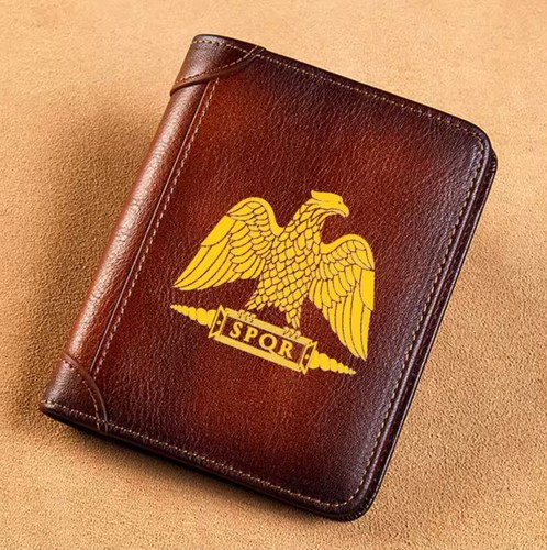 MENS WALLET - SPQR ROMAN LOGO PREMIUM HQ GENUINE LEATHER MENS WALLET - Picture 3 of 10