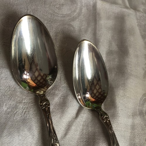 2 Exc antike verzierte florale Lilie FLORETTE Jugendstil Versilbert 1909 kein Mono - Bild 2 von 6