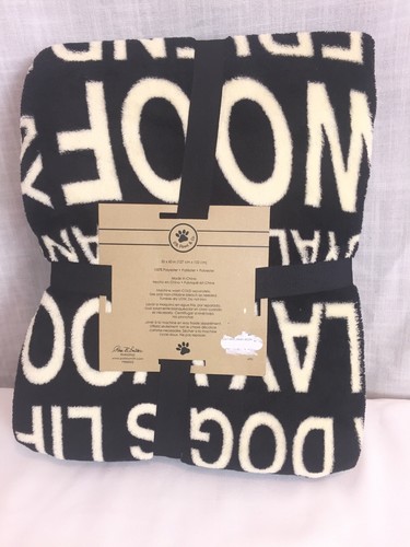 PB Paws & Co Peluche Pet Coperta per Cani 60x50" Nero Crema Leggera NUOVO - Foto 3 di 4