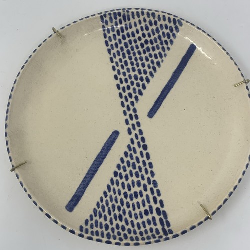 Handgefertigte & signierte Keramik 9" Teller - Abstrakt Antik Stamm Wandbehang Set/5 - Bild 9 von 12