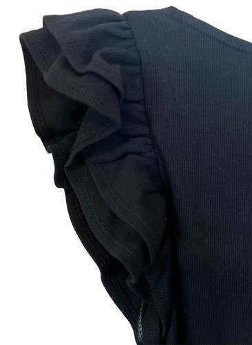 VICI Top V Neck Flutter Sleeve Ribbed Black/ White Women’s M - Bild 7 von 12