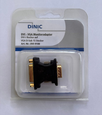 DINIC Monitoradapter, DVI-I Buchs a.VGA D-Sub 15 Stecker ArtNr:DVI-9100 218308/9
