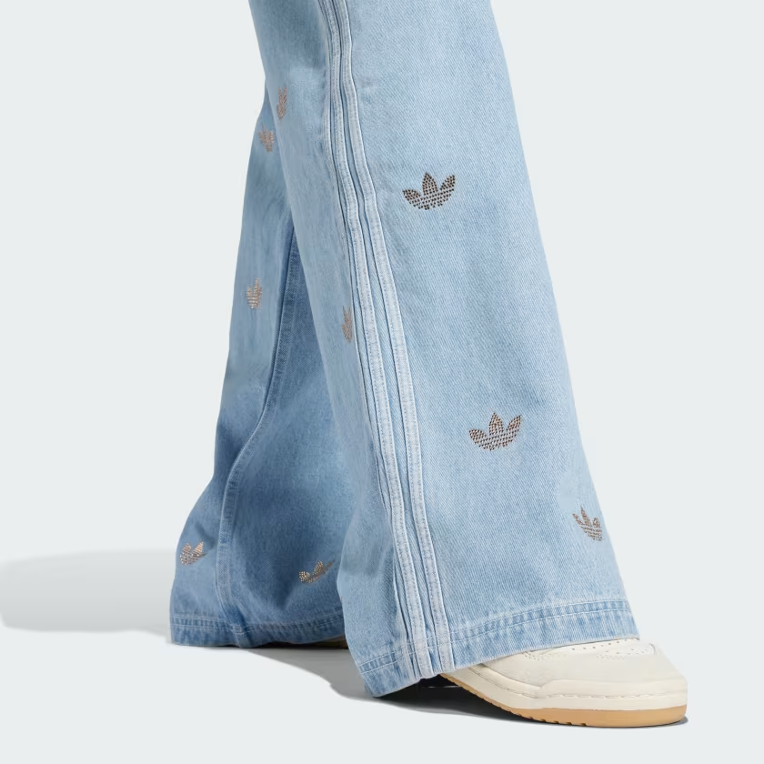 ■adidas■ Denim Rhinestone Pants Light Denim JN3020 Genuine Adidas Denim Rhinestone Pants JN3020, Light Denim | eBay