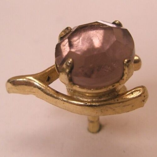 Pink Rhinestone Wishbone Vintage SMALL Tie Tack Lapel Pin good lucky u06 - Picture 4 of 6