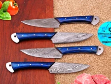 CUSTOM MADE FORGED DAMASCUS STEEL STEAK KNIFE SET KITCHEN KNIVES 1588