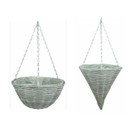 30cm All Weather Grey Hanging Basket -All Season Plastic Weave - Round or Cone